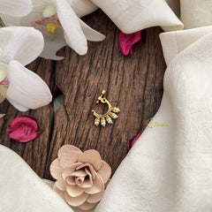 Vriksham Designer Peacock Naths/Nose pin-White-Pearl-G18719