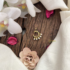 Vriksham Designer Peacock Naths/Nose pin-Red-Pearl-G18717