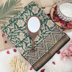 Green Maheshwari Cotton Silk Saree -Handloom Maheshwari Saree-VS4933