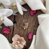 Vriksham Designer Peacock Naths/Nose pin-Red White & Green-Pearl-G18718