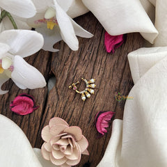 Vriksham Designer Peacock Naths/Nose pin-Red White & Green-Pearl-G18718