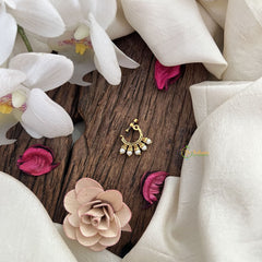 Vriksham Designer Peacock Naths/Nose pin-Red White & Green-Pearl-G18718