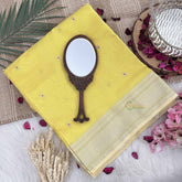 Vriksham Light Yellow Maheshwari Silk Cotton Saree-Handloom Maheshwari Saree-VS4936