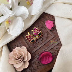 Vriksham Peacock Eye Kundan Jadau Press Bugadi-Red Green & White-J3508