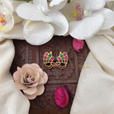 Vriksham Peacock Eye Kundan Jadau Press Bugadi-Red Green-J3509