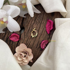 Vriksham Peacock Naths/Nose pin-Red White & Green-G18697