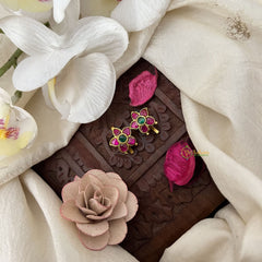 Vriksham Floral Fantasy Kundan Jadau Press Bugadi-Red Green-J3511