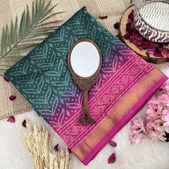 Vriksham Aqua Blue & Pink Leaf Maheshwari Silk Cotton Saree-Handloom Maheshwari Saree-VS4938