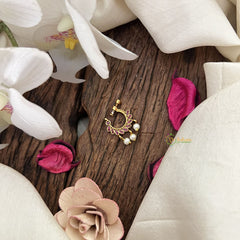 Vriksham Duck Style Naths/Nose pin-Red-Pearl-G18729