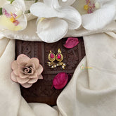 Vriksham Golden Pear Drop Style Kundan Jadau Press Bugadi-Red-Pearl-J3519