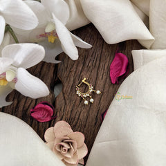 Vriksham Duck Style Naths/Nose pin-Red White-Pearl-G18728