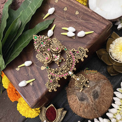 Vriksham Half Moon With Peacock Design 1 Gram Gold Jad Billai-G20329