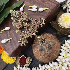 Vriksham Half Moon With Peacock Design 1 Gram Gold Jad Billai-G20329