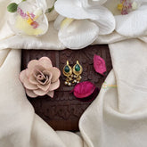 Vriksham Golden Pear Drop Style Kundan Jadau Press Bugadi-Green-Pearl-J3520