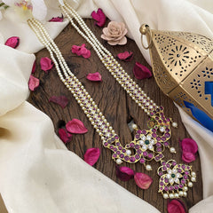 Vriksham Exquisite layered Kemp Dual Peacock Pendant Haram-G16566