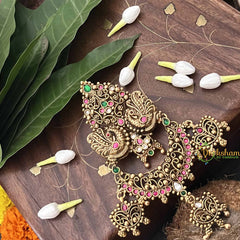 Vriksham Half Moon With Peacock Design 1 Gram Gold Jad Billai-G20329