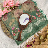 Green Sita Ramam Floral Crush Organza Saree-Handloom-VS3499