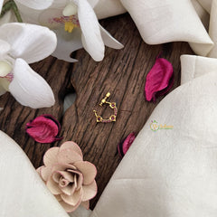 Vriksham Designer Heart style Naths/Nose pin-Red-G18694