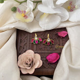 Vriksham Lotus Maharashtrian Style Press Kundan Jadau Bugadi-Red Green & White-J3493