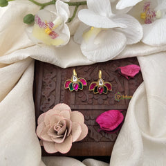 Vriksham Lotus Maharashtrian Style Press Kundan Jadau Bugadi-Red Green & White-J3493