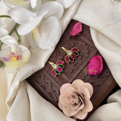 Vriksham Lotus Maharashtrian Style Press Kundan Jadau Bugadi-Red Green & White-J3493