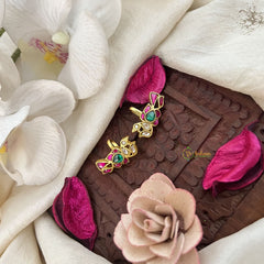 Vriksham Elegant Titli Leher Kundan Jadau Press Bugadi-Green Red & White-J3551