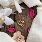 Vriksham Six Round Style Naths/Nose pin-White Red & Green-Four Pearl-G18721