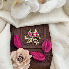 Vriksham Paisley Floral Charm Kundan Jadau Press Bugadi-Red Green-Pearl-J3536