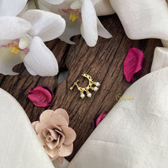 Vriksham Six Round Style Naths/Nose pin-White Red & Green-Four Pearl-G18721