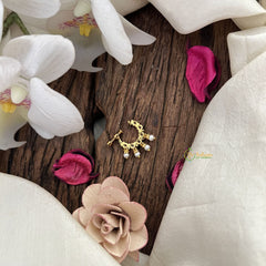 Vriksham Six Round Style Naths/Nose pin-White Red-Four Pearl-G18720