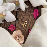 Vriksham Six Round Style Naths/Nose pin-Red-Four Pearl-G18722