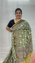 Green Maheshwari Cotton Silk Saree -Handloom Maheshwari Saree-VS4933