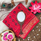 Vriksham Red Geometric Print Ajrakh Dola Silk Saree-VS4366