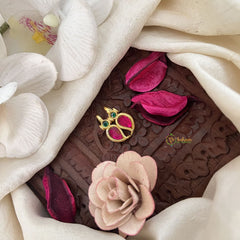 Vriksham Manga Style Kundan Jadau Press Bugadi-Green Red-J3525