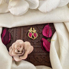 Vriksham Manga Style Kundan Jadau Press Bugadi-Red White-J3526