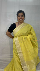 Vriksham Light Yellow Maheshwari Silk Cotton Saree-Handloom Maheshwari Saree-VS4936