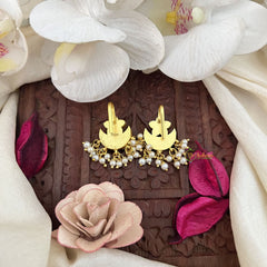 Vriksham Half Moon With Floral Style Kundan Jadau Press Bugadi-Red Green & White-Pearl-J3517