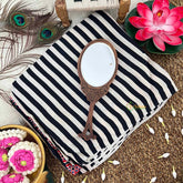 Vriksham Cream With Black Striped Print Ajrakh Modal Silk Saree-VS4663