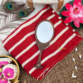 Vriksham Radish Red With Off White Striped Print Ajrakh Modal Silk Saree-VS4667