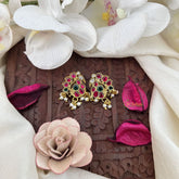 Vriksham Peacock Cham Ruby Style Jadau Press Bugadi-Red Green & White-Pearl-J3562