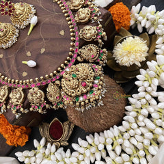 Vriksham Designer Mango Style 1 gm Gold Long Neckpiece With Jhumka-Rice Pearl-G20334