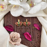 Vriksham Classic Lotus Style Kundan Jadau Press Bugadi-Green Red-J3522