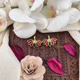 Vriksham Classic Lotus Style Kundan Jadau Press Bugadi-Green Red & White-J3521