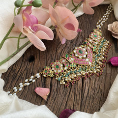 Layered Pearl Jadau Kundan High Neck Choker -J1811