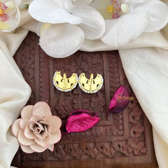 Vriksham Chand Bali With Pearl Kundan Jadau Press Bugadi-Red Green & White-J3529