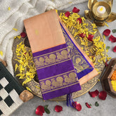 Vriksham Peach with Double Color Border Korvai Thirubuvanam Silk Saree-Pure Silk-VS4359