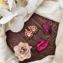 Vriksham Elegant Mango Kundan Jadau Press Bugadi-Red White-J3540