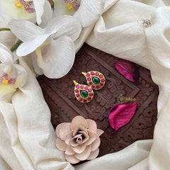 Vriksham Elegant Mango Kundan Jadau Press Bugadi-Red Green-J3539