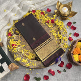 Vriksham Brownish Green Thirubuvanam Silk Saree -Pure Silk -VS4349