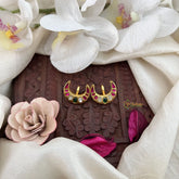 Vriksham Half Moon Style Kundan Jadau Press Bugadi-Red Green & White-J3515